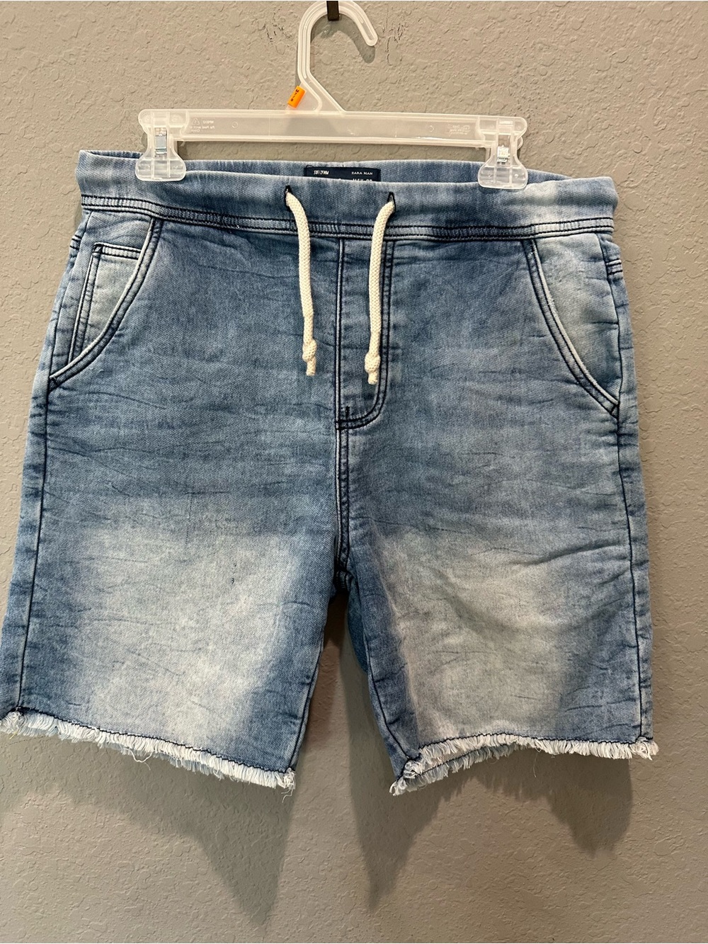 Zara Man Soft Denim Distressed Shorts Sz S Mens Raw Hem
